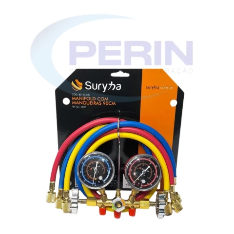 Conjunto Manifold Suryha para R410A e R32 com Mangueiras de 90cm