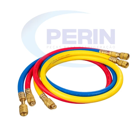 Mangueira para Manifold R12 R22 R134a R404 R407 R502 90cm Kit com 3 Mangueiras