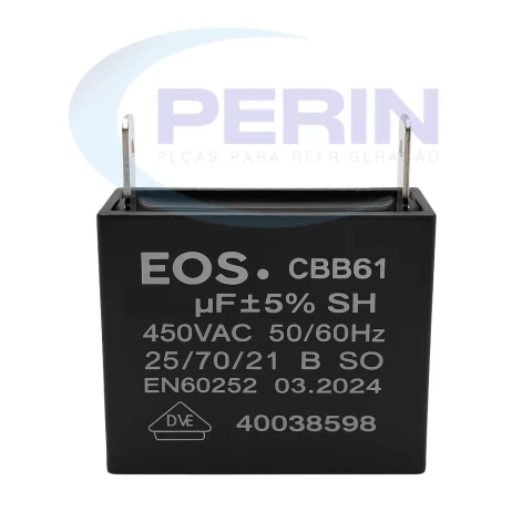Capacitor de Fase 1uF 450V Quadrado para Ventiladores e Motores